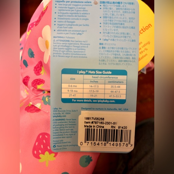 IPlay Swim Tankini Set w/ Snap Swimsuit Diaper & Sun Protection Hat NWT 6 Months - Picture 7 of 11